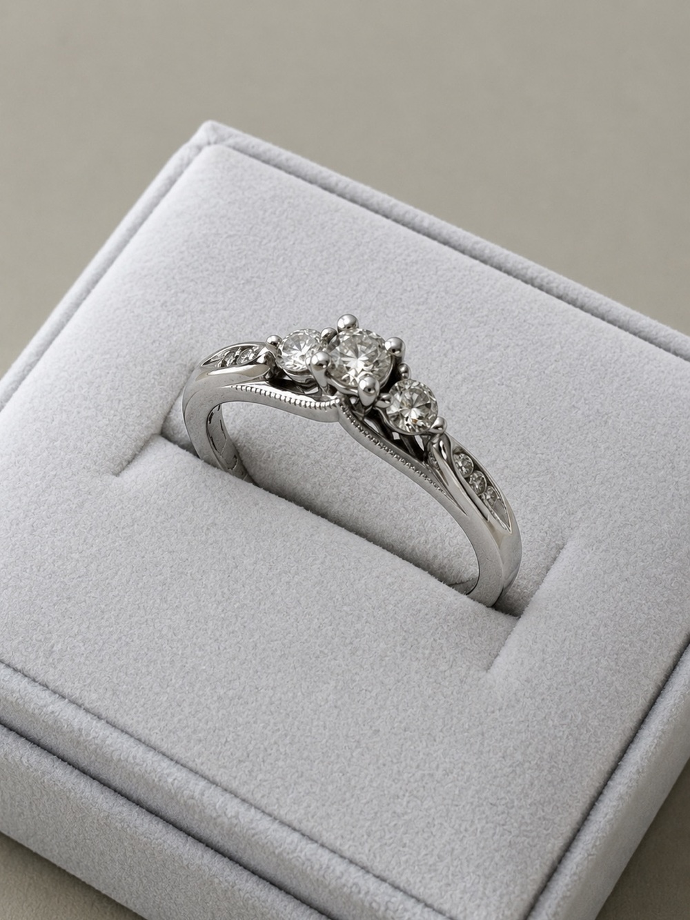 10K White Gold Diamond Engagement Ring Size 6.5